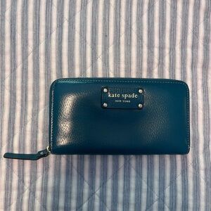 Kate Spade Teal Leather Zip Wallet